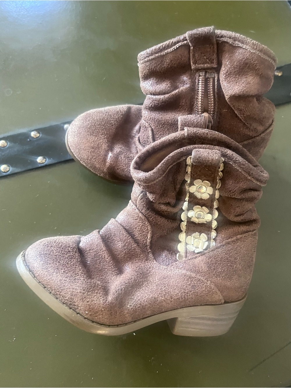 Kohl's Tan faux Leather Boot Interior Stamp